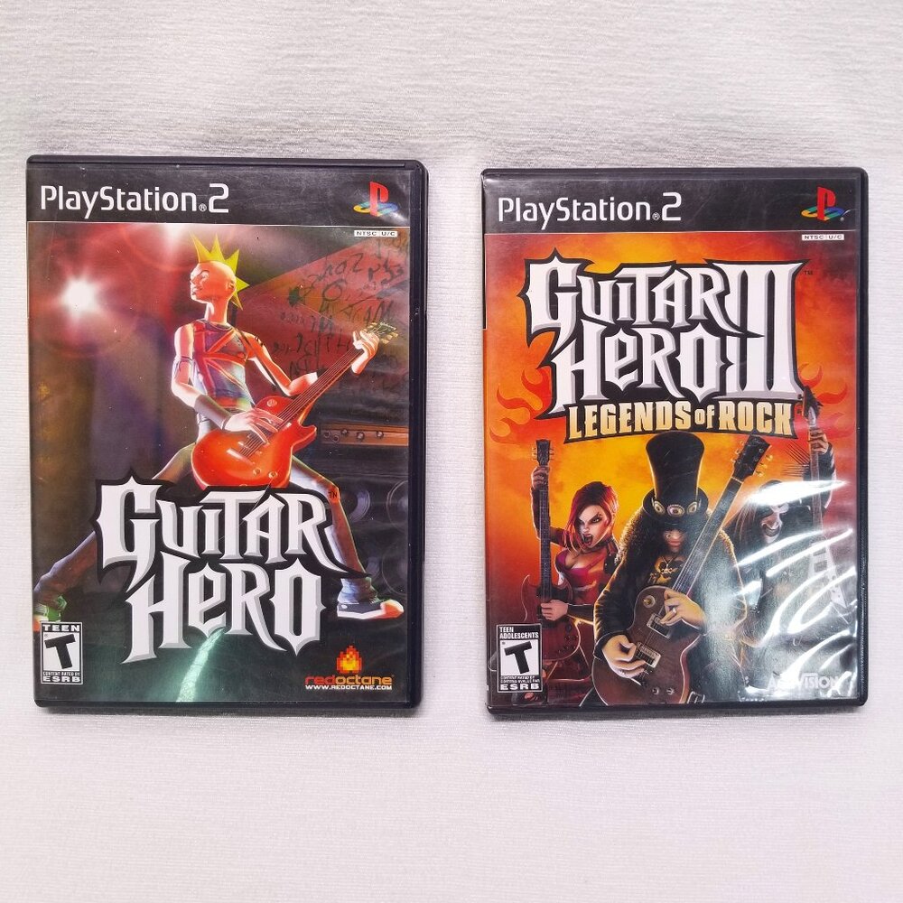 Sony Playstation2 Guitar Hero & Guitar Hero 3 Legends of Rock Video Games